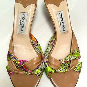 Jimmy Choo open back fabric heals size 8 / 39